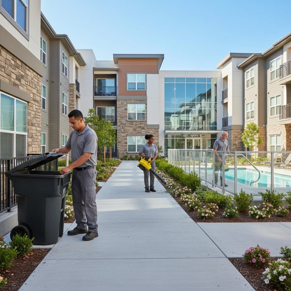 Professional porter providing maintenance services at apartment community