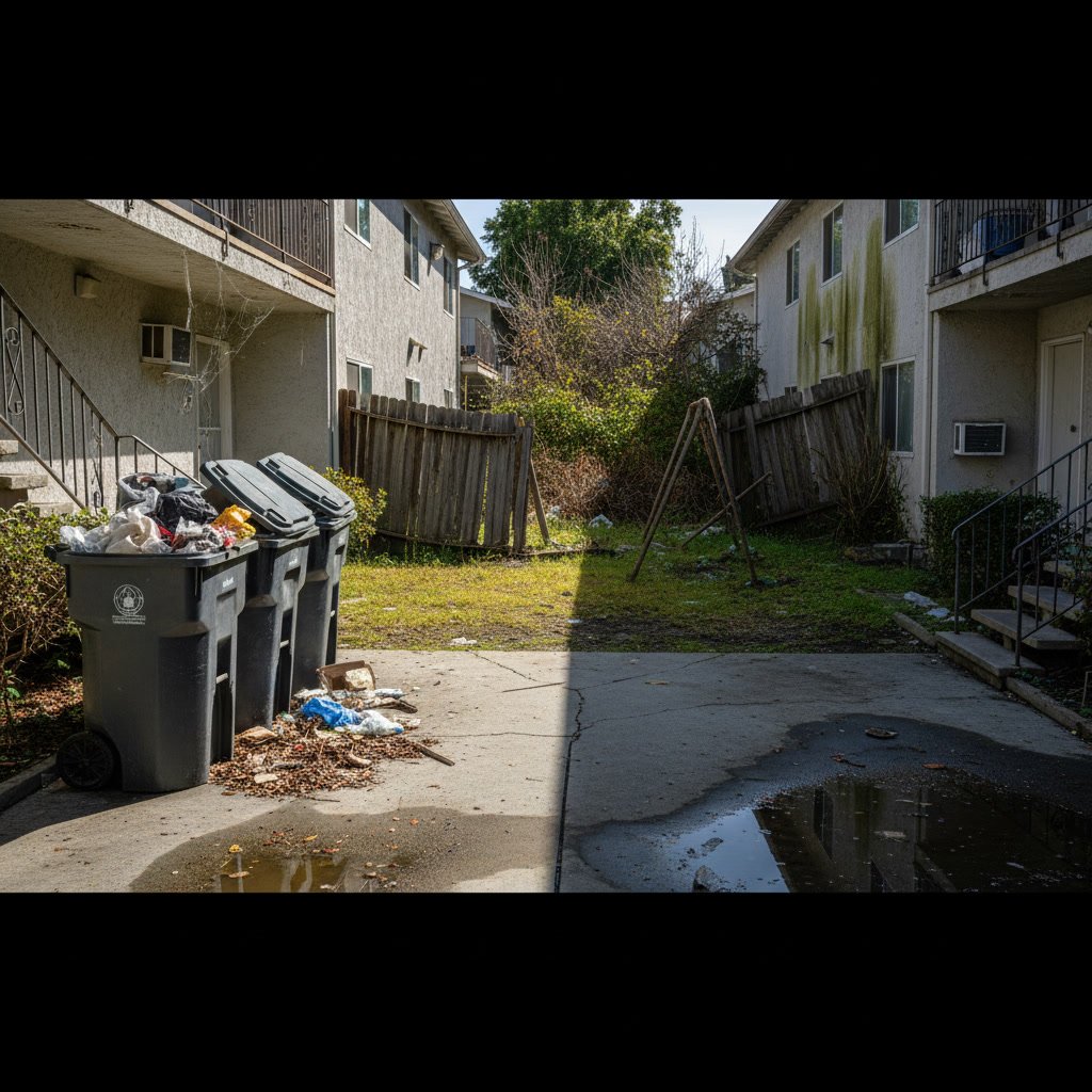 clean apartment complex common area with professional maintenance
