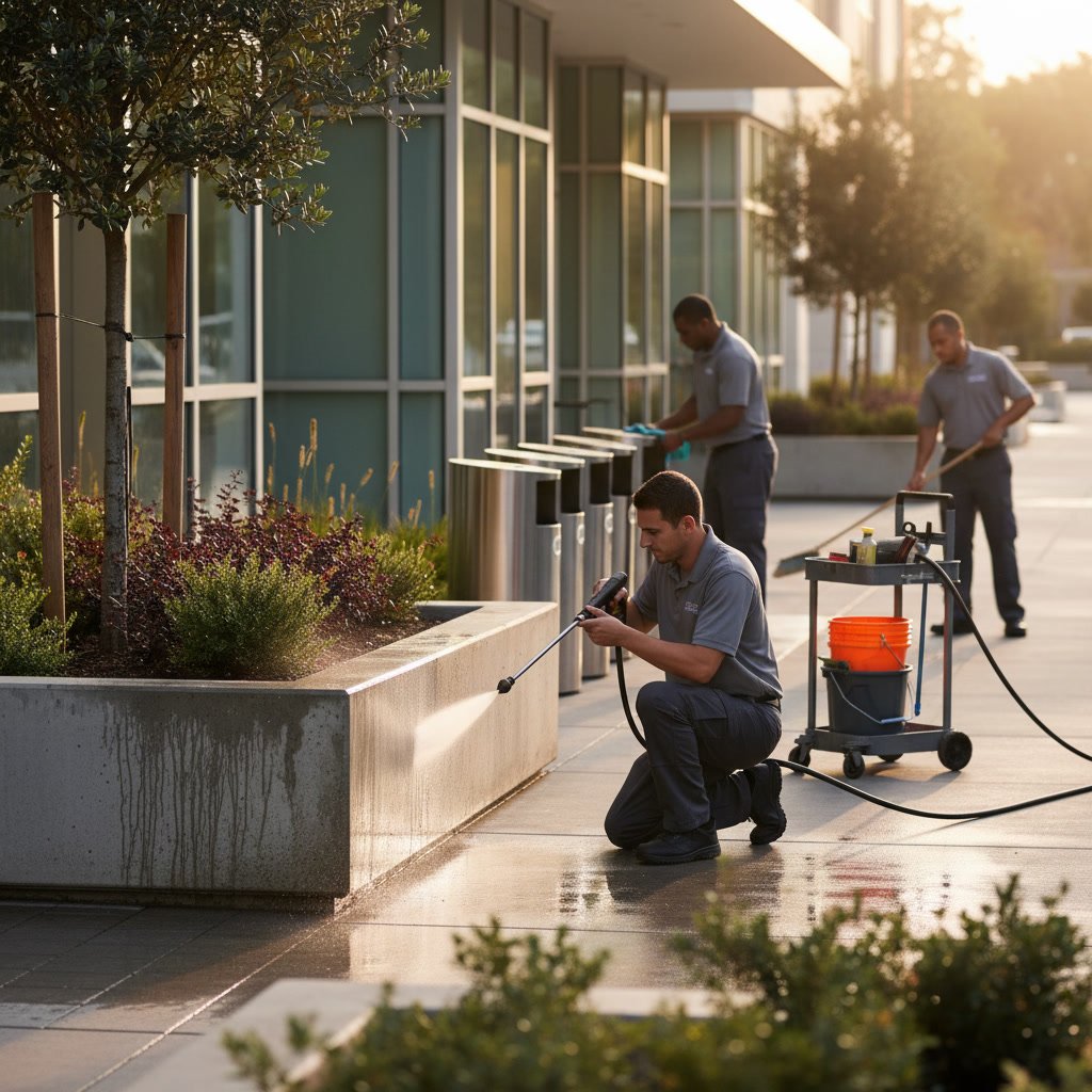 property porter conducting daily maintenance inspection of apartment community common areas
